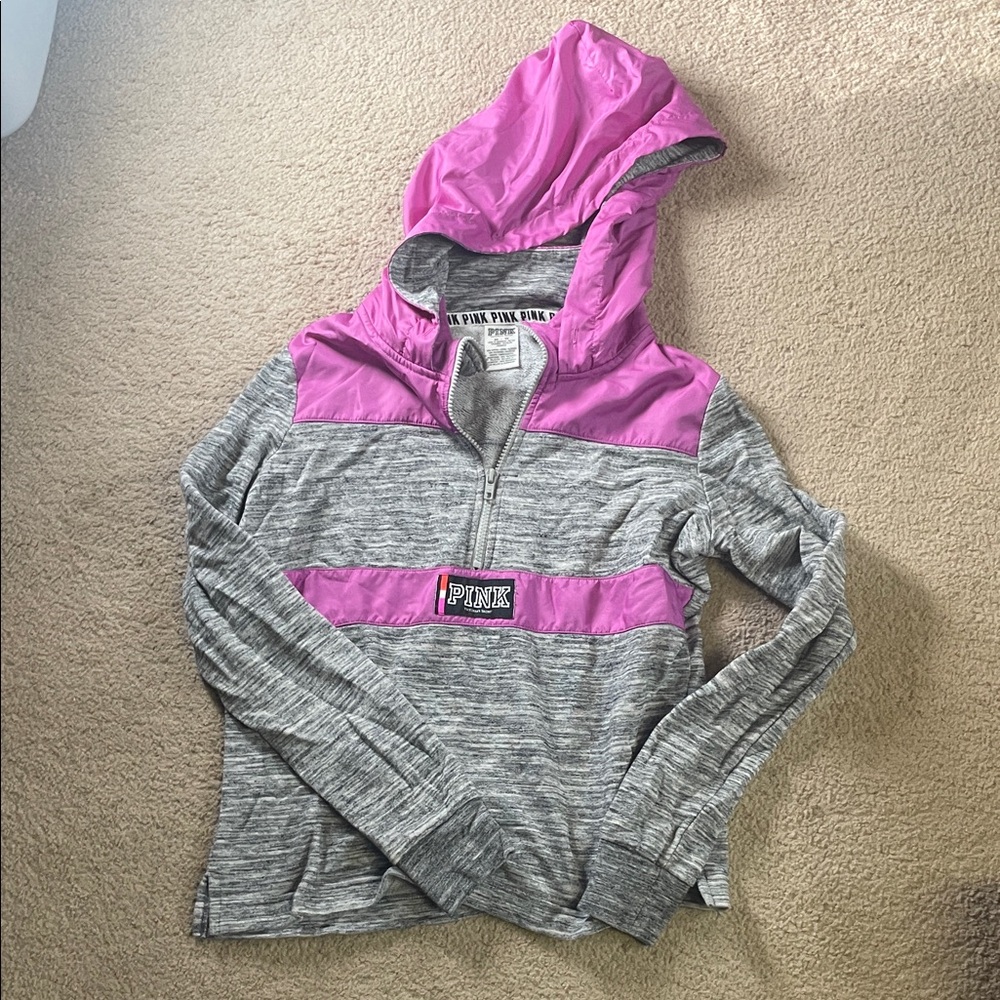 PINK Victoria's Secret Gray and Pink Hoodie